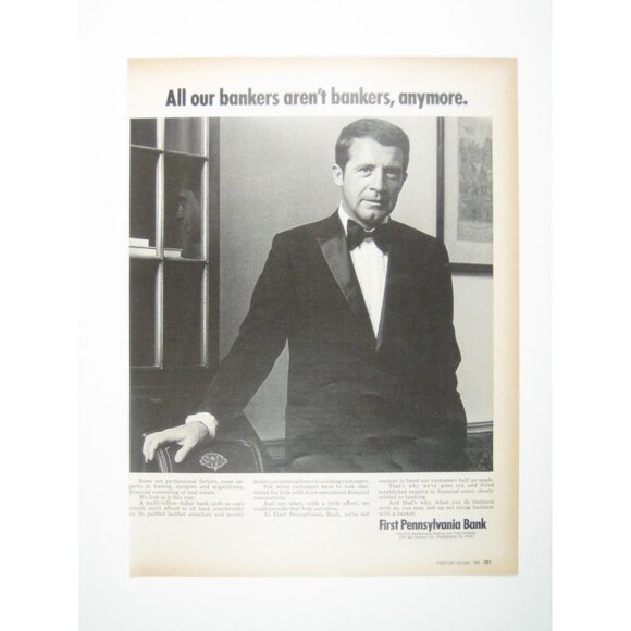 First Pennsylvannia Bank Banker ADVERT  1960s Vintage Print Ad  Read - Picture 1 of 2